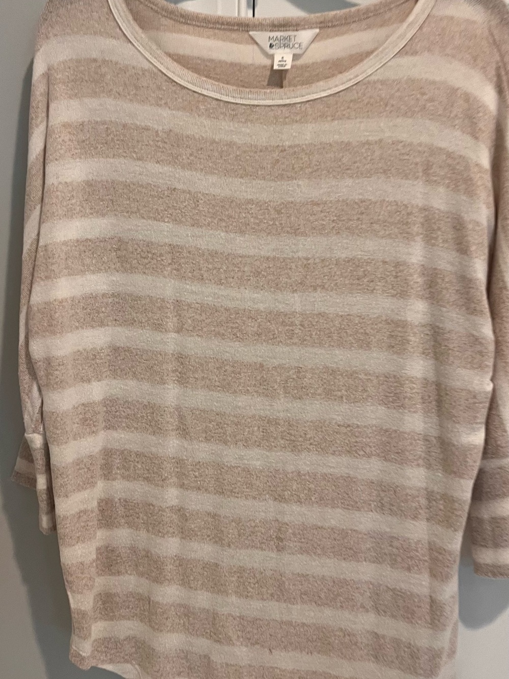 Market & Spruce Beige & Cream Striped Scoop Neck Sweater